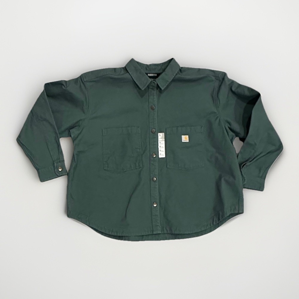 Carhartt Women's Duck Canvas Fit Overshirt, Frosted Balsam, Rugged Loose Fit XXL